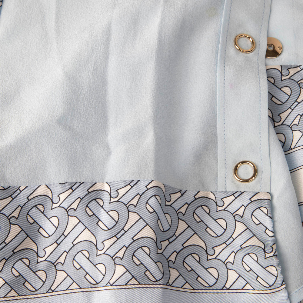 Burberry SS19 Blue Silk Scarf Shirt