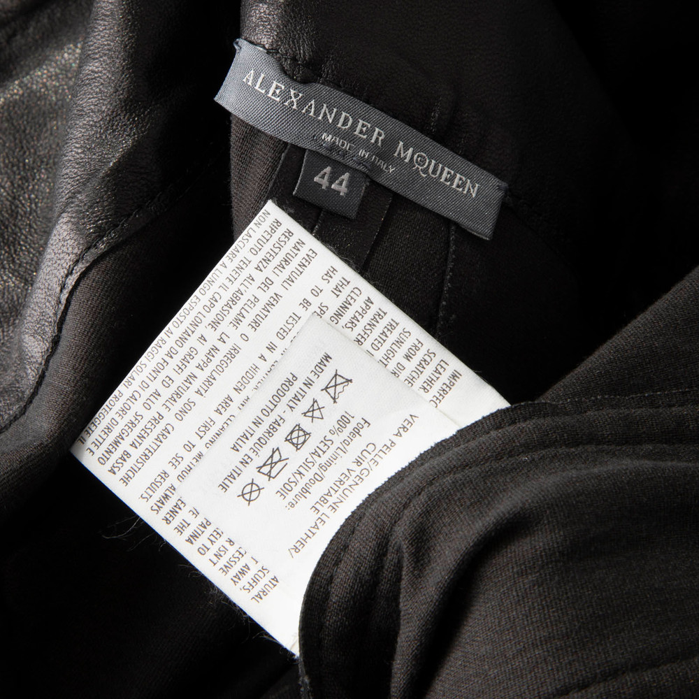 Alexander McQueen Black Leather High Rise Trousers