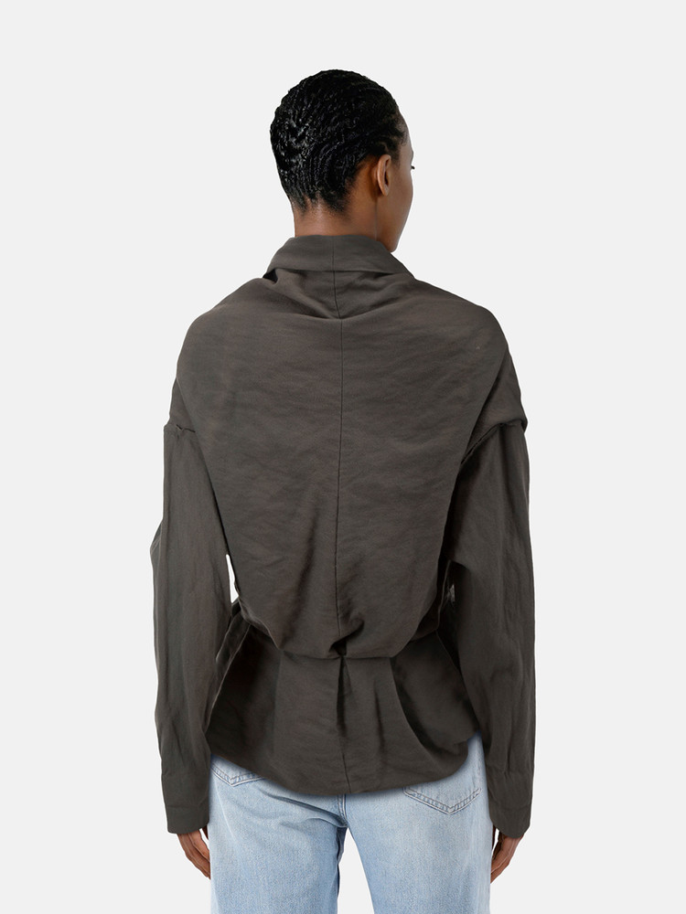 Lanvin Grey Wool Pleated Hem Jacket