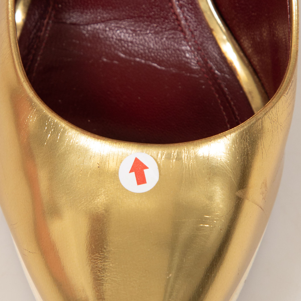 Céline Gold Leather Wedge Heels