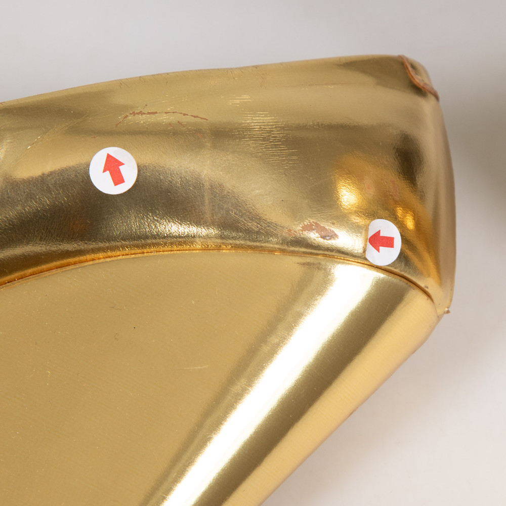Céline Gold Leather Wedge Heels