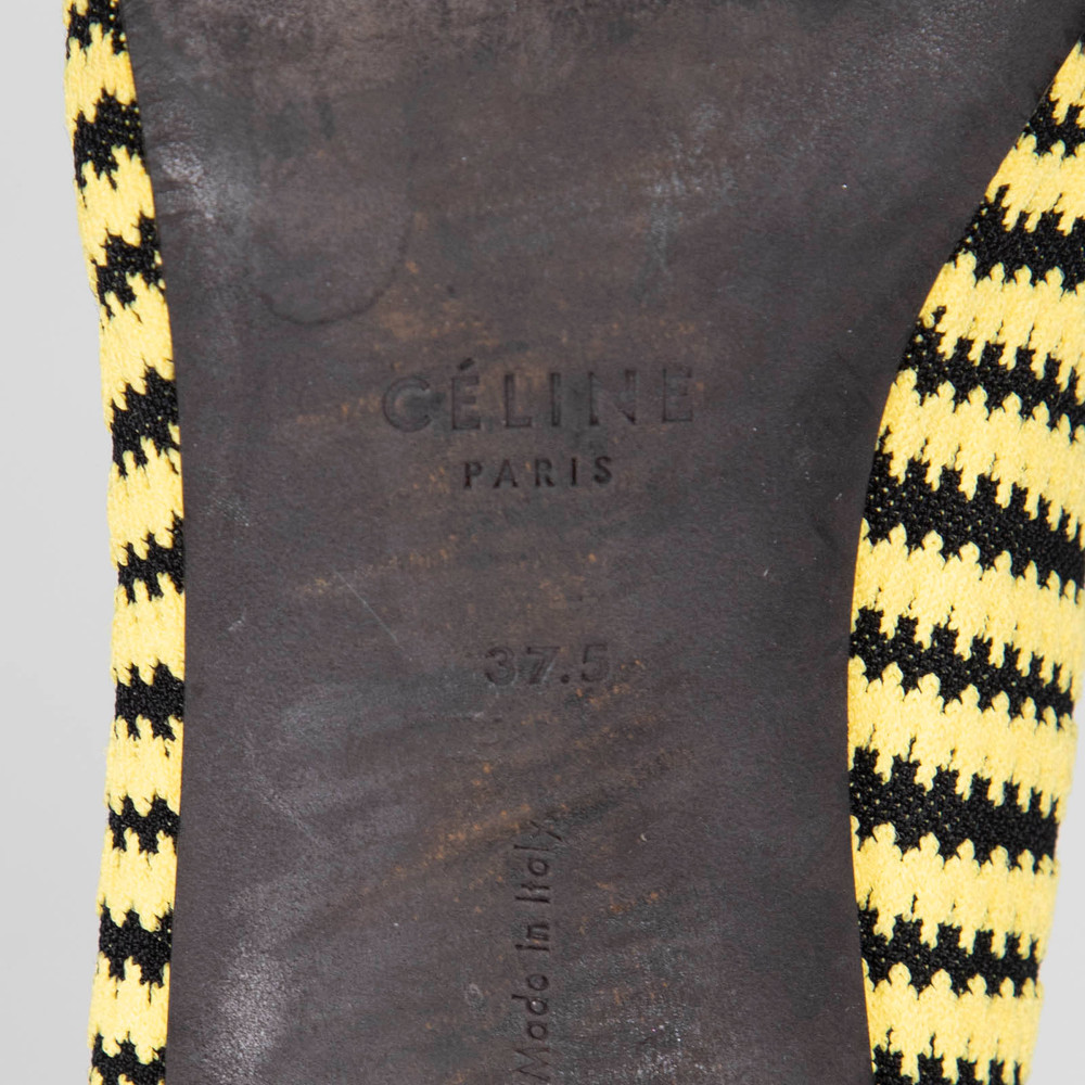 Céline Yellow & Black Striped Knit Pumps