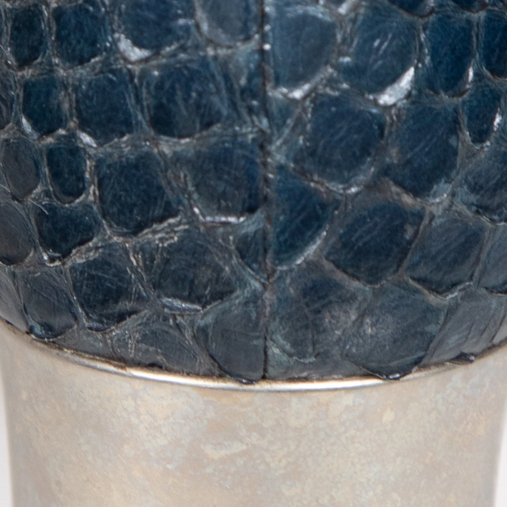 Céline Navy Snakeskin Square Toe Boots