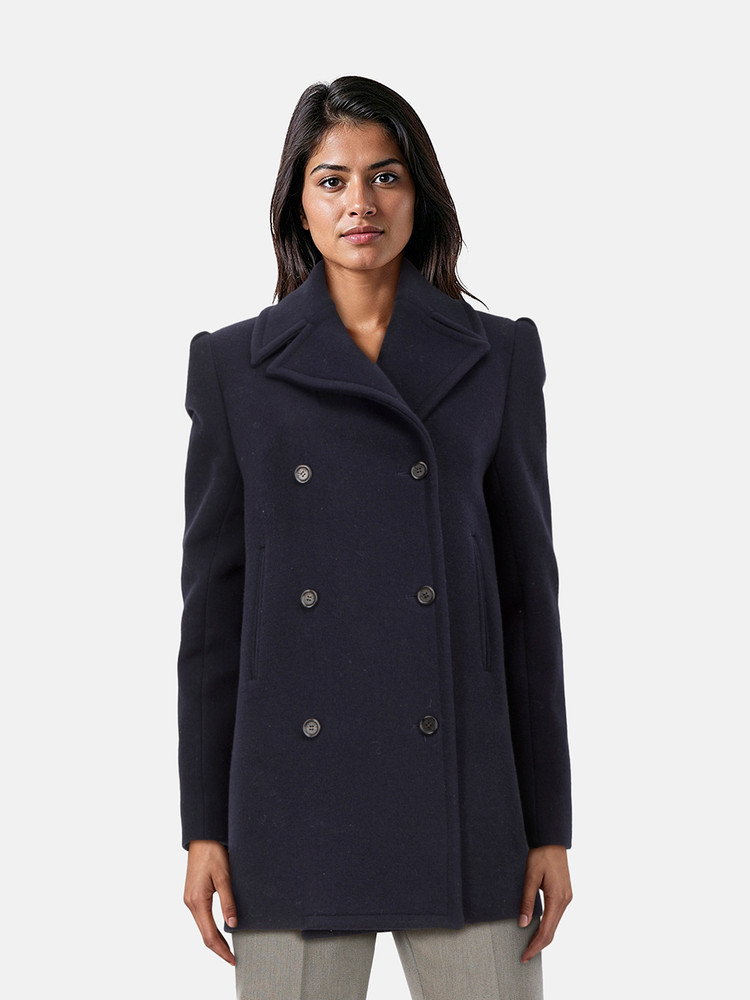 Céline Navy Double Breasted Wool Coat