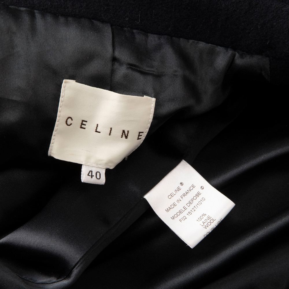 Céline Navy Double Breasted Wool Coat