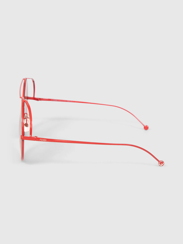 Fendi Red Runaway Round FF Sunglasses