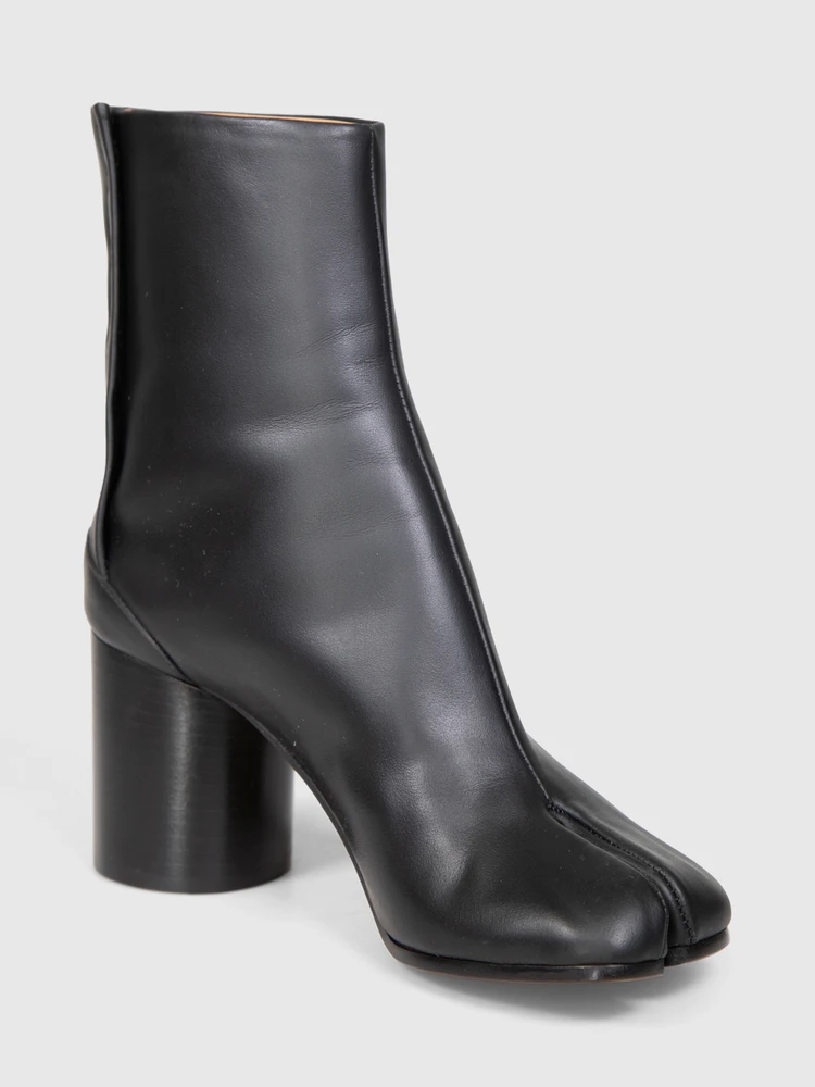 Maison Margiela Black Leather Tabi Heeled Ankle Boots
