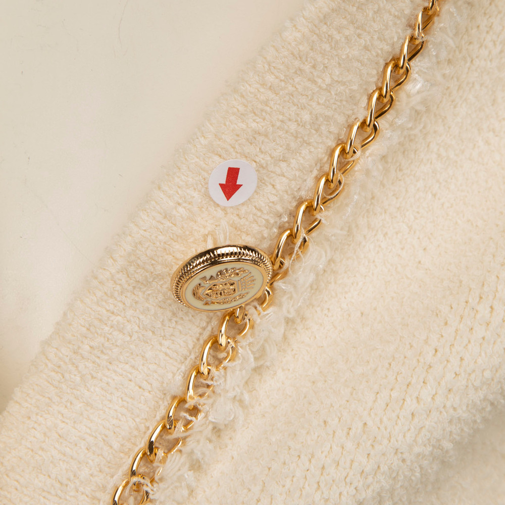 Maje Ecru Chain Trim Knit Cardigan