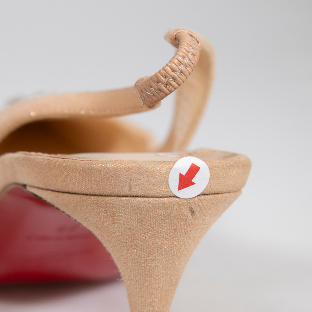Christian Louboutin Beige Suede Drama Slingback Spike Pumps