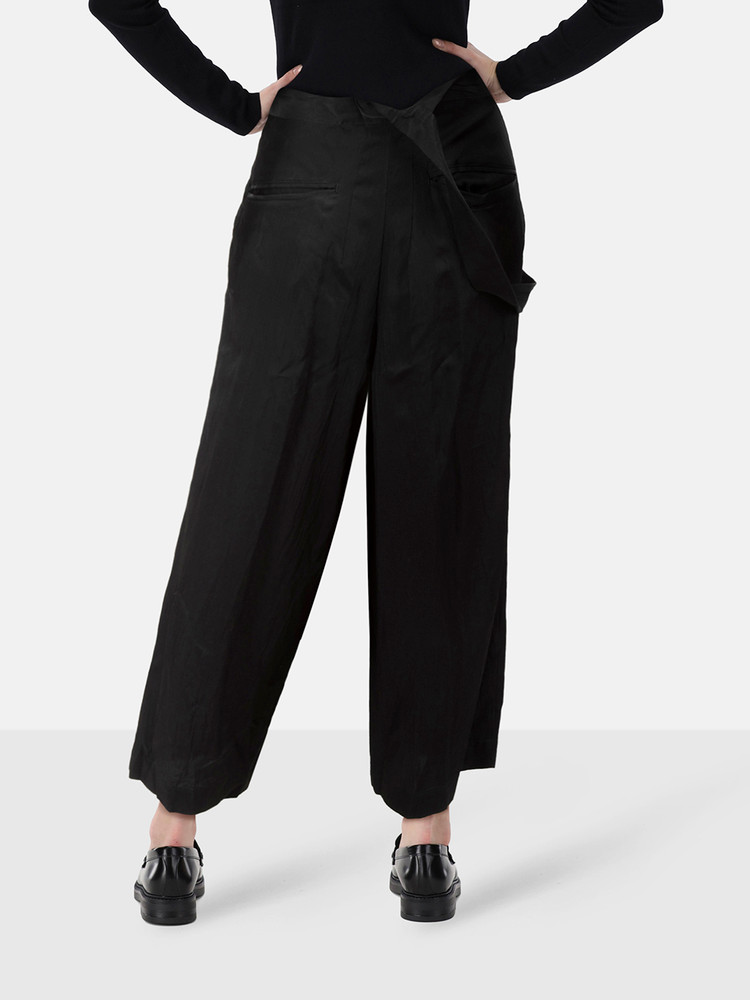 Yohji Yamamoto Black Draped Belt Trousers