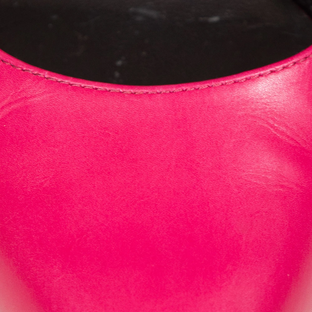 Saint Laurent Hot Pink Leather Pointed Pumps