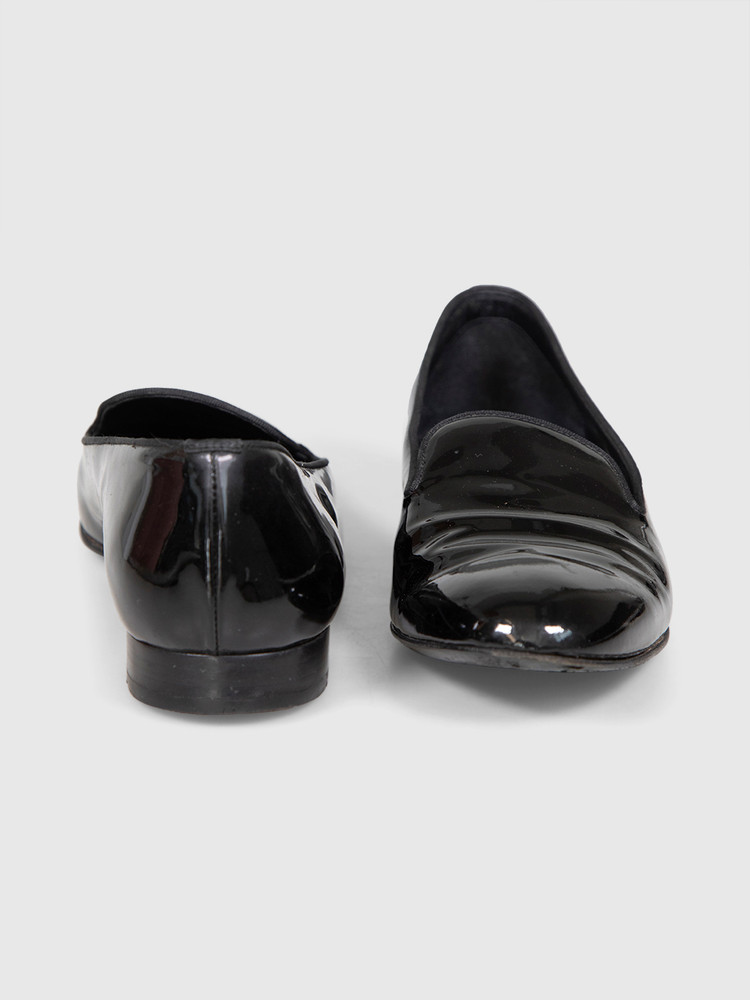 Saint Laurent Black Patent Round Toe Loafers