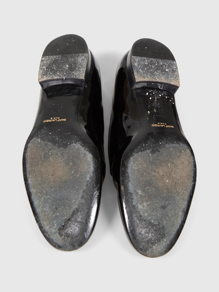 Saint Laurent Black Patent Round Toe Loafers