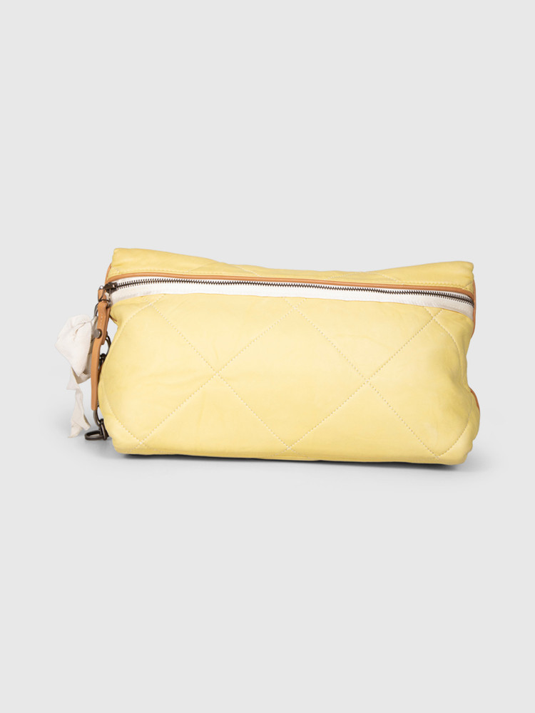 Lanvin Yellow Leather Matelasse Clutch