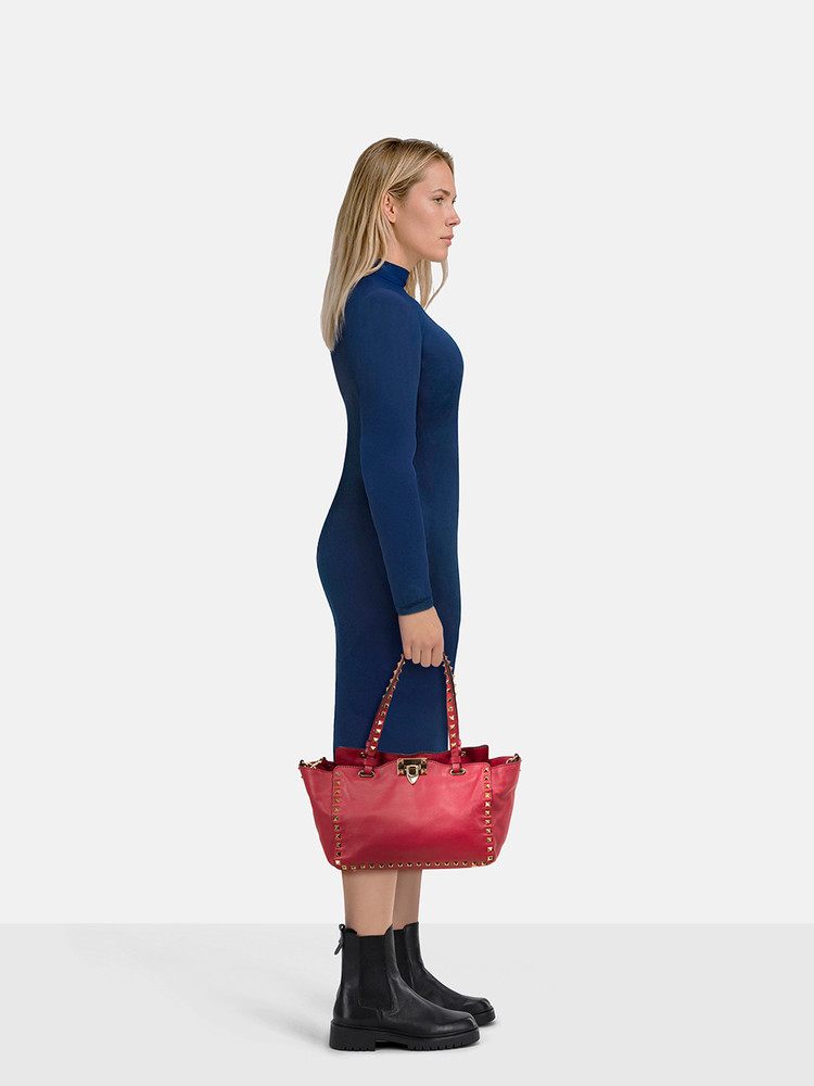 Valentino Garavani Pink Leather Rockstud Tote Bag