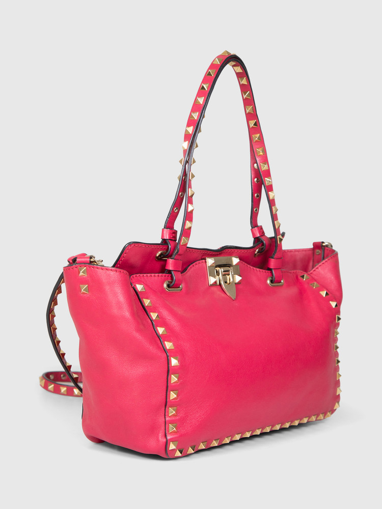 Valentino Garavani Pink Leather Rockstud Tote Bag