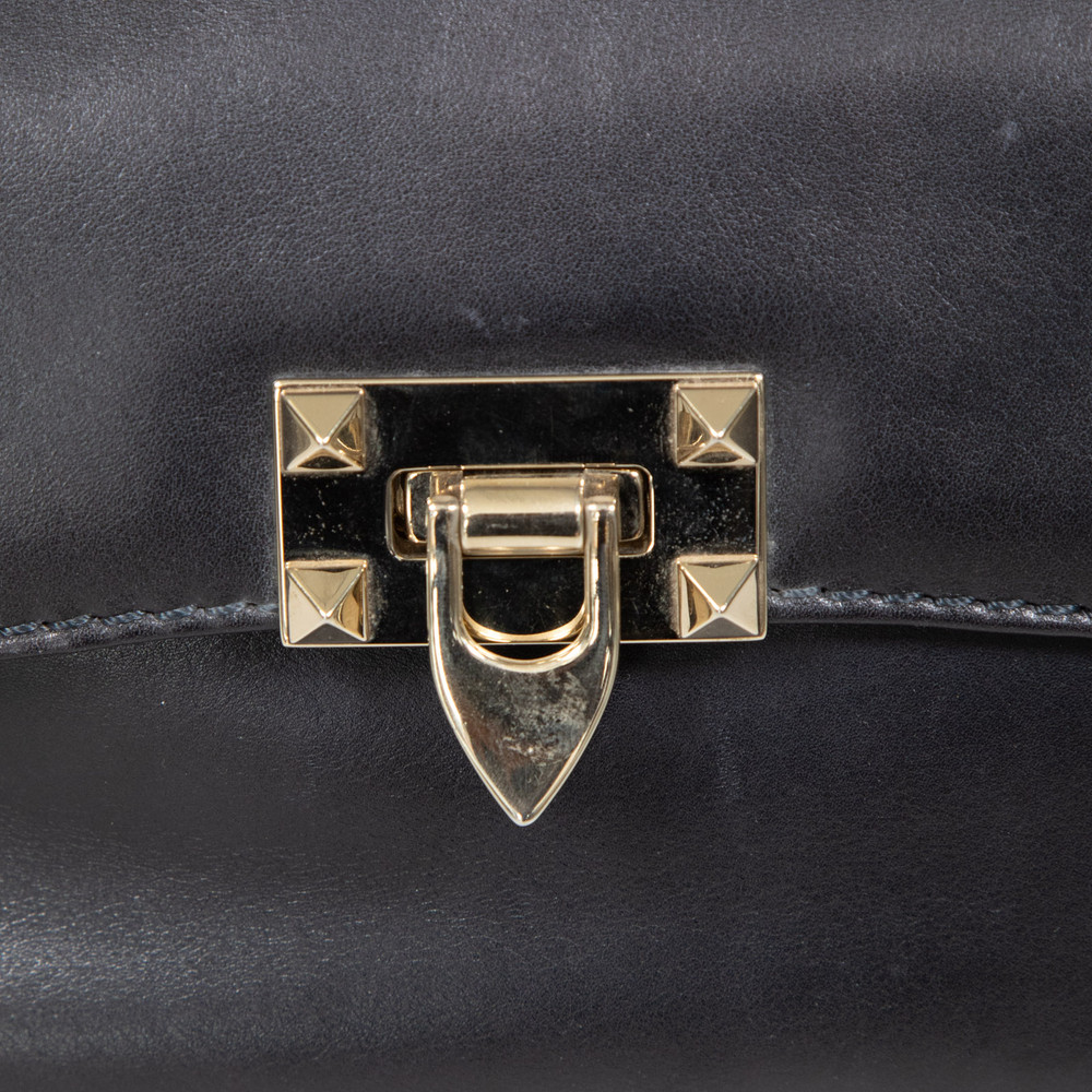 Valentino Garavani Black Smooth Leather Rockstud Bag