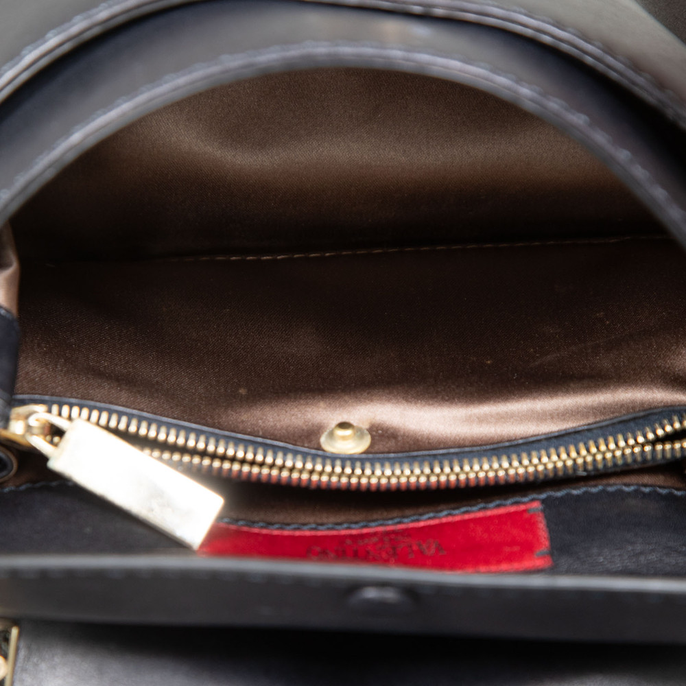 Valentino Garavani Black Smooth Leather Rockstud Bag