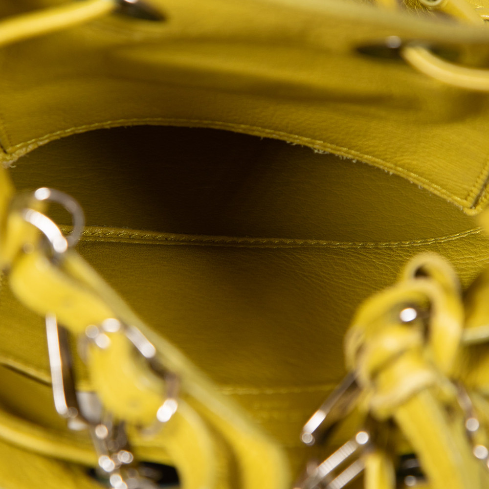 Balenciaga Green Leather Papier Bucket Bag