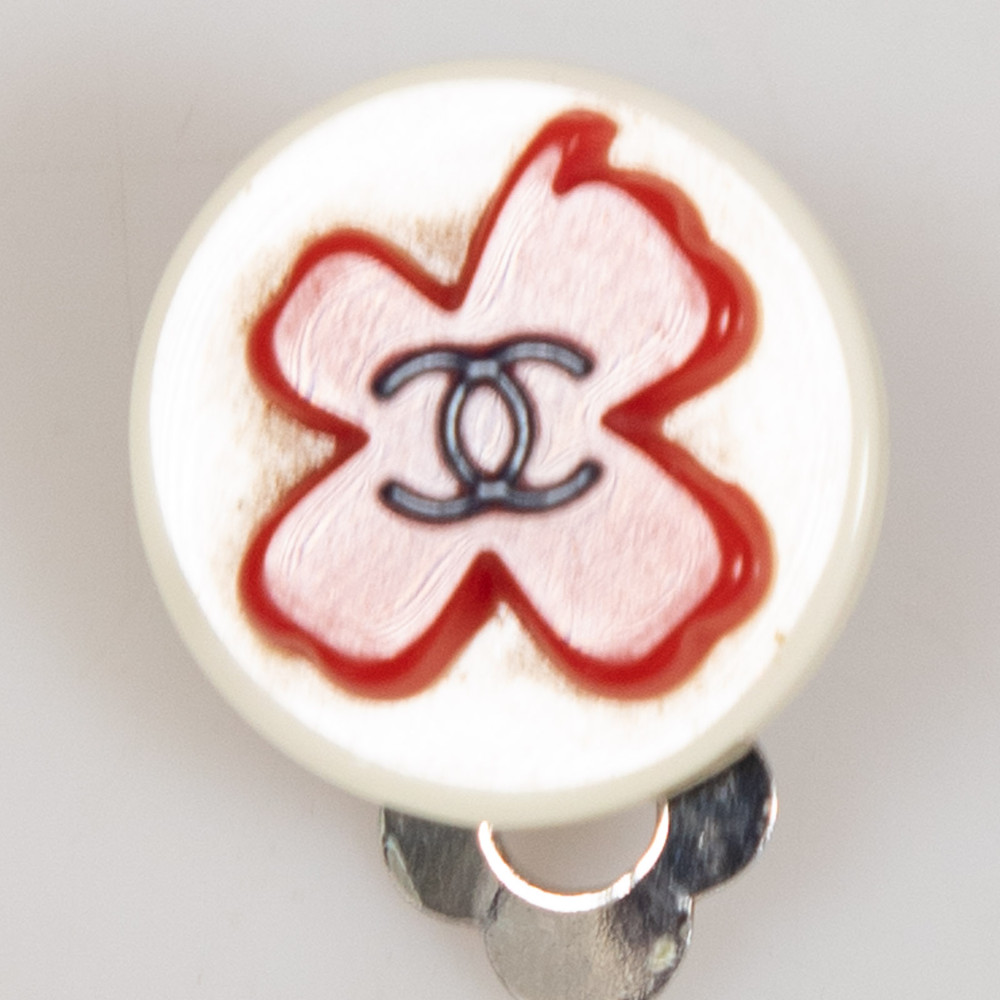 Chanel Vintage Red Four Leaf Clover Clip On Earrings