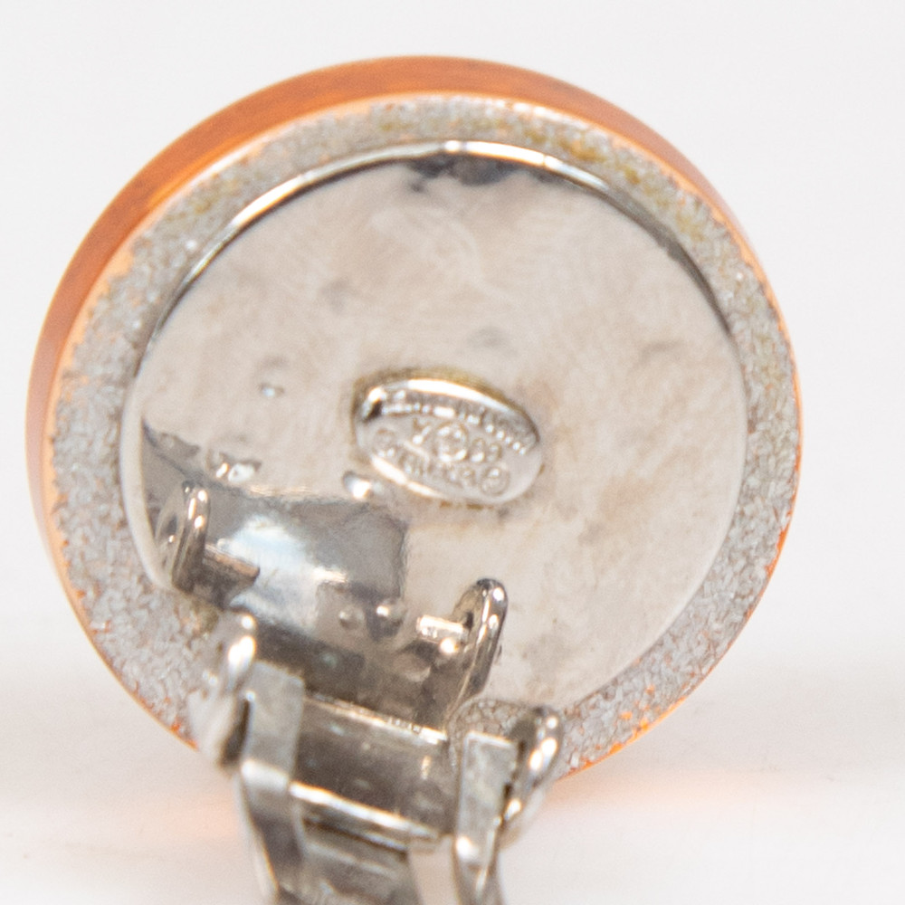 Chanel Vintage 2000 Orange Glitter CC Clip On Earrings