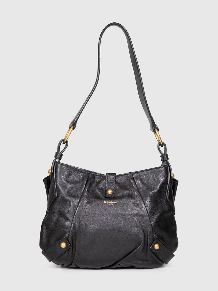 Saint Laurent Vintage Black Leather Bow Shoulder Bag