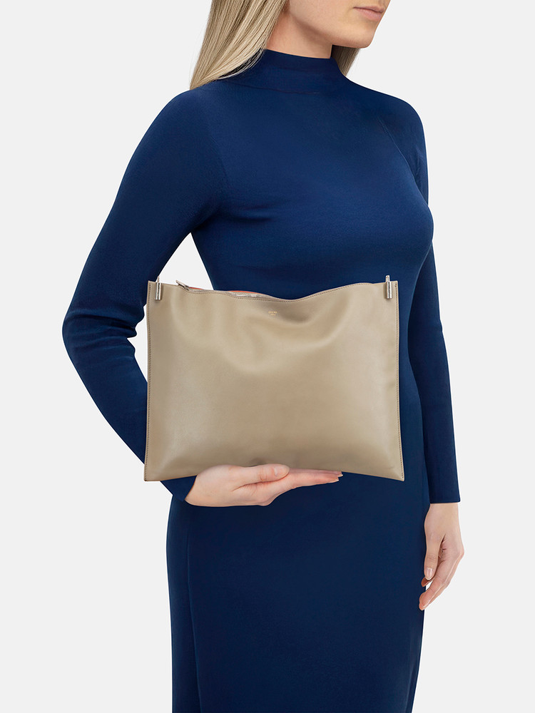 Céline Grey Leather Clutch Bag