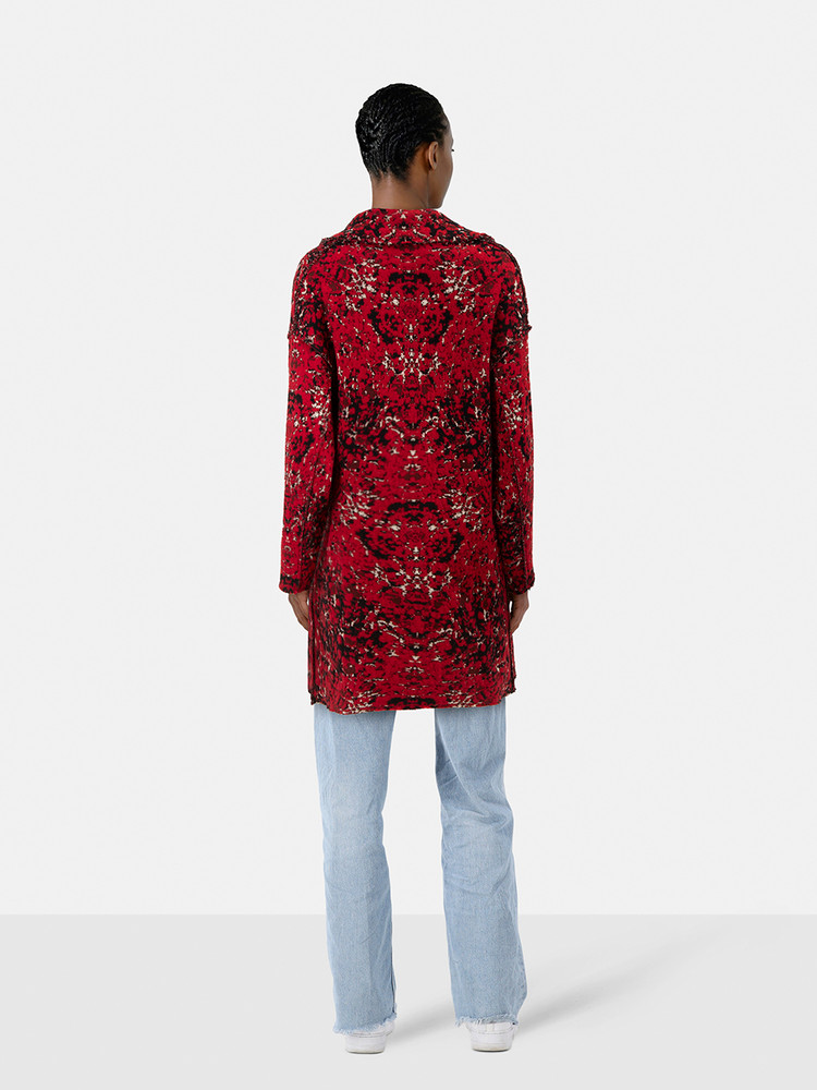 Missoni Red Wool Abstract Patterned Coat