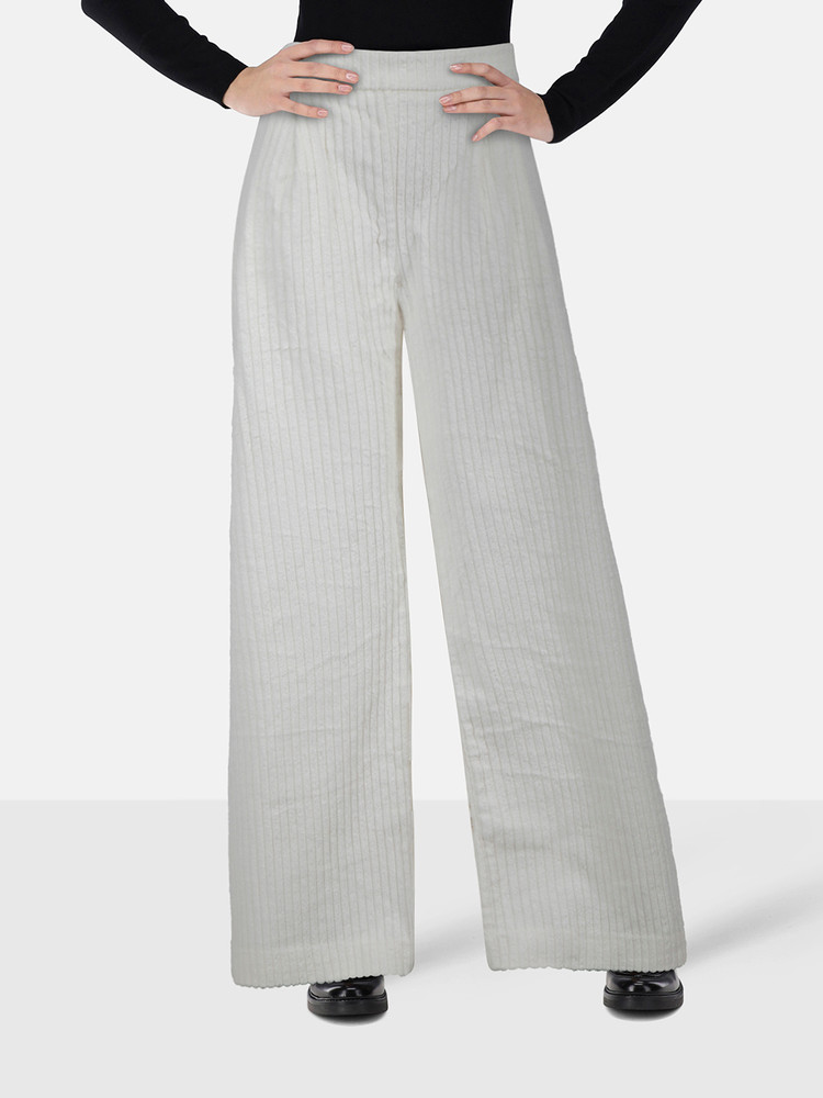 Michael Lo Sordo White Corduroy Wide Leg Trousers