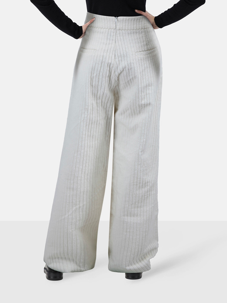 Michael Lo Sordo White Corduroy Wide Leg Trousers
