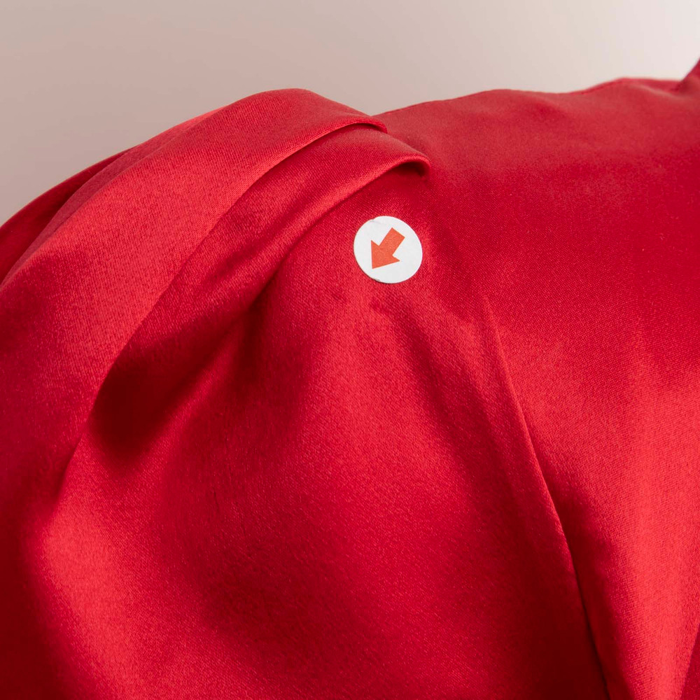 Ong-Oaj Pairam Red Silk Tammy Wrap Gown