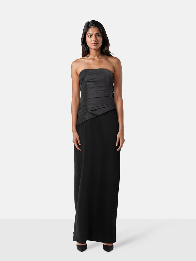 Carolina Herrera Black Ruched Strapless Gown