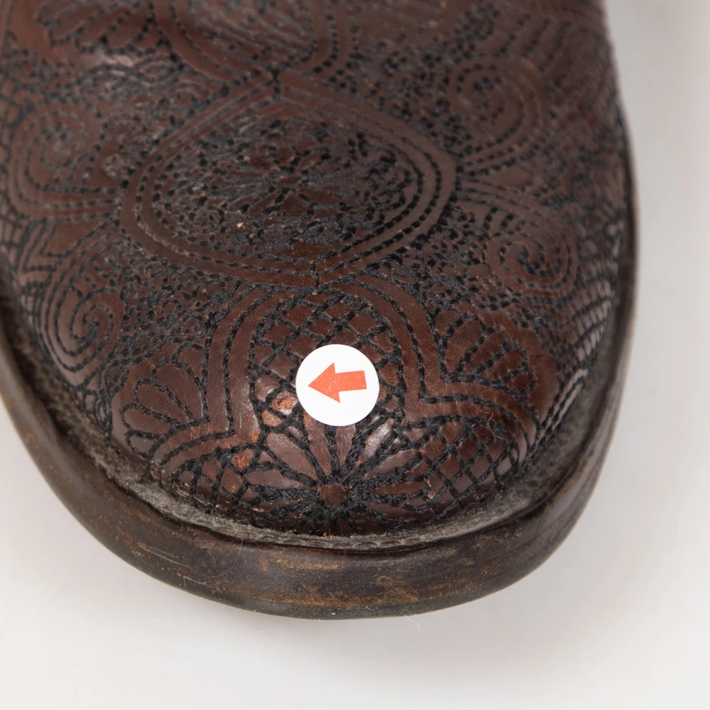 Prada Brown Leather Floral Embroidered Boots
