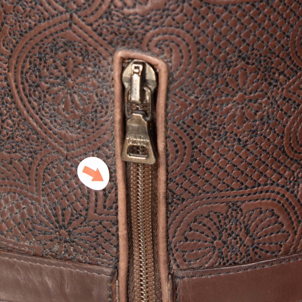 Prada Brown Leather Floral Embroidered Boots