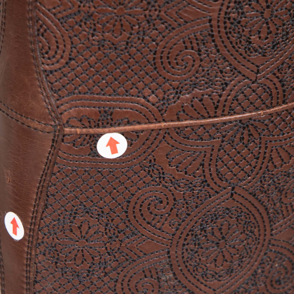 Prada Brown Leather Floral Embroidered Boots