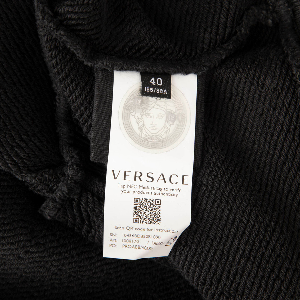 Versace Black Studded Vintage Effect Logo Hoodie
