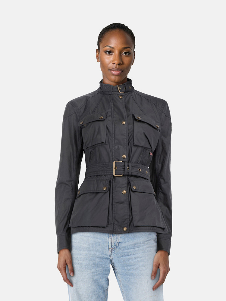 Belstaff Black Waxed Cotton Long Sleeve Jacket