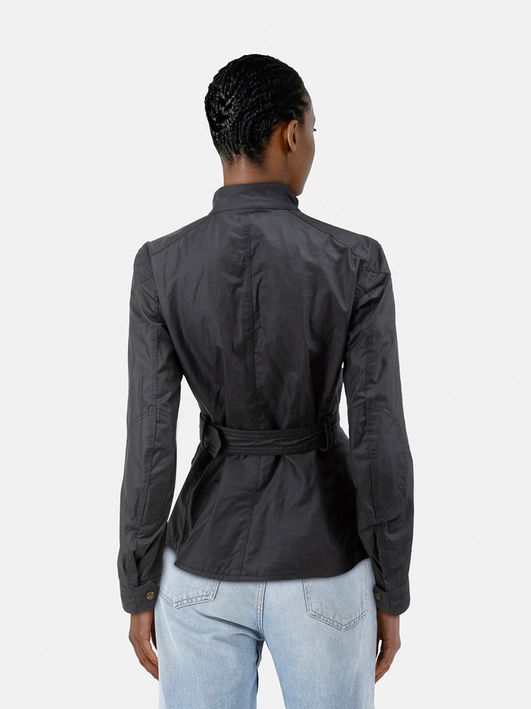Belstaff Black Waxed Cotton Long Sleeve Jacket