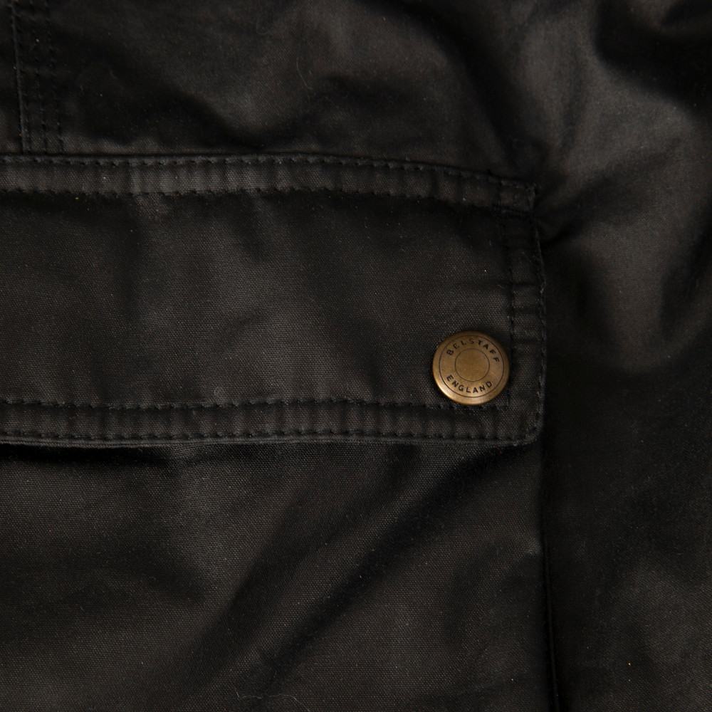 Belstaff Black Waxed Cotton Long Sleeve Jacket