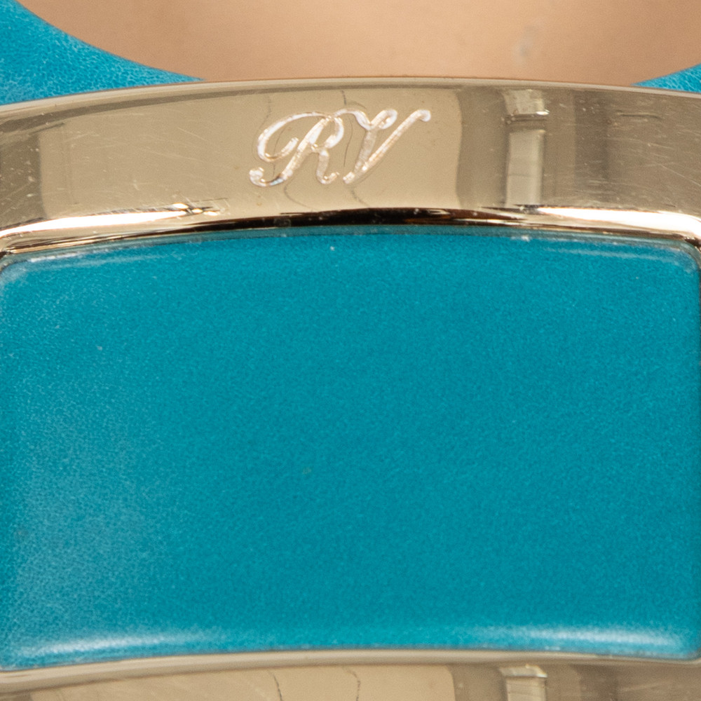 Roger Vivier Blue Leather Buckle Ballet Flats