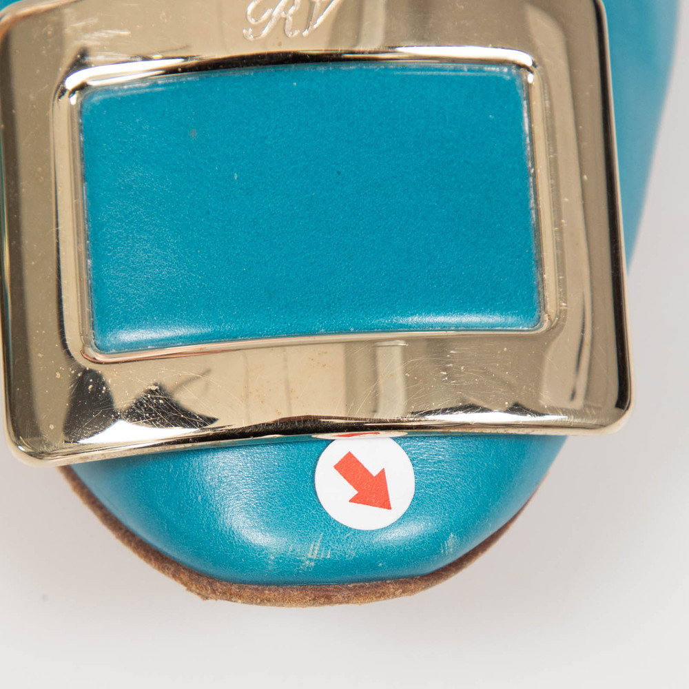 Roger Vivier Blue Leather Buckle Ballet Flats