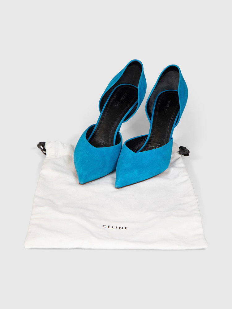 Céline Blue Suede D'Orsay Pumps