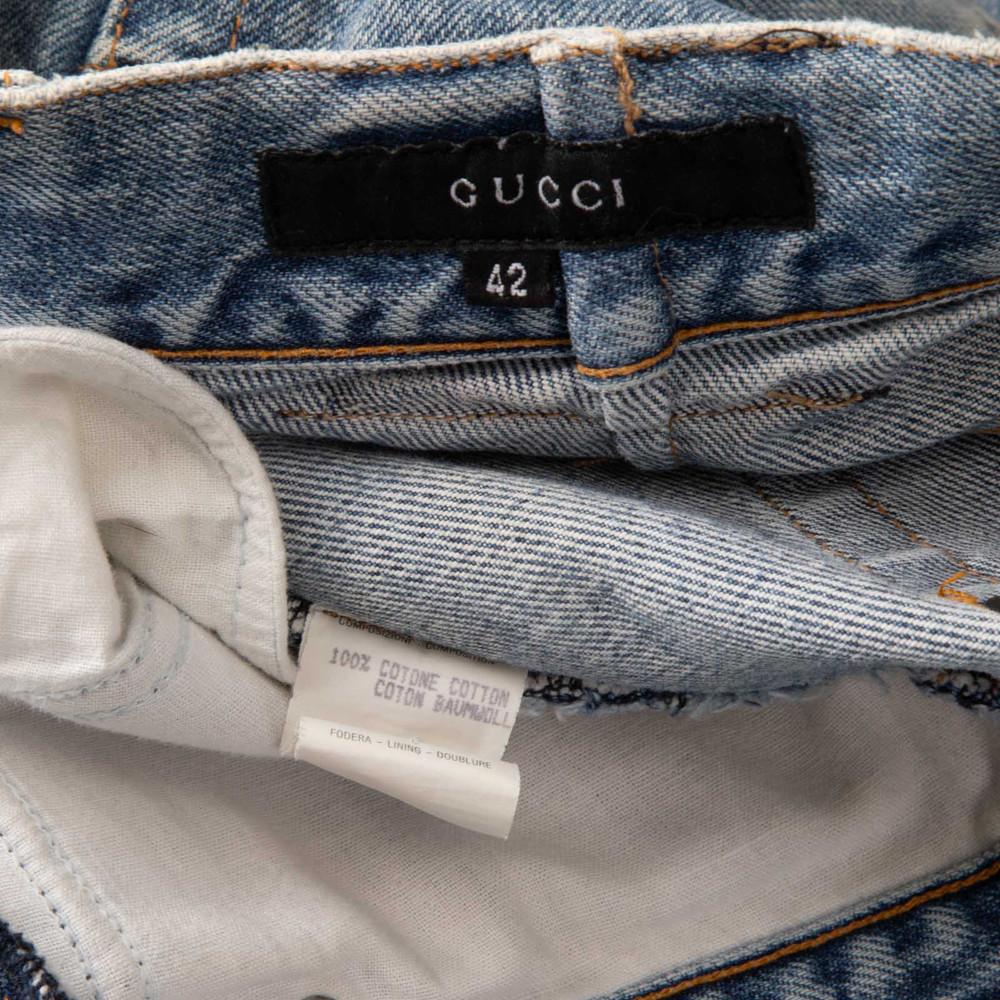 Gucci Blue Denim Beaded Waistband Skirt