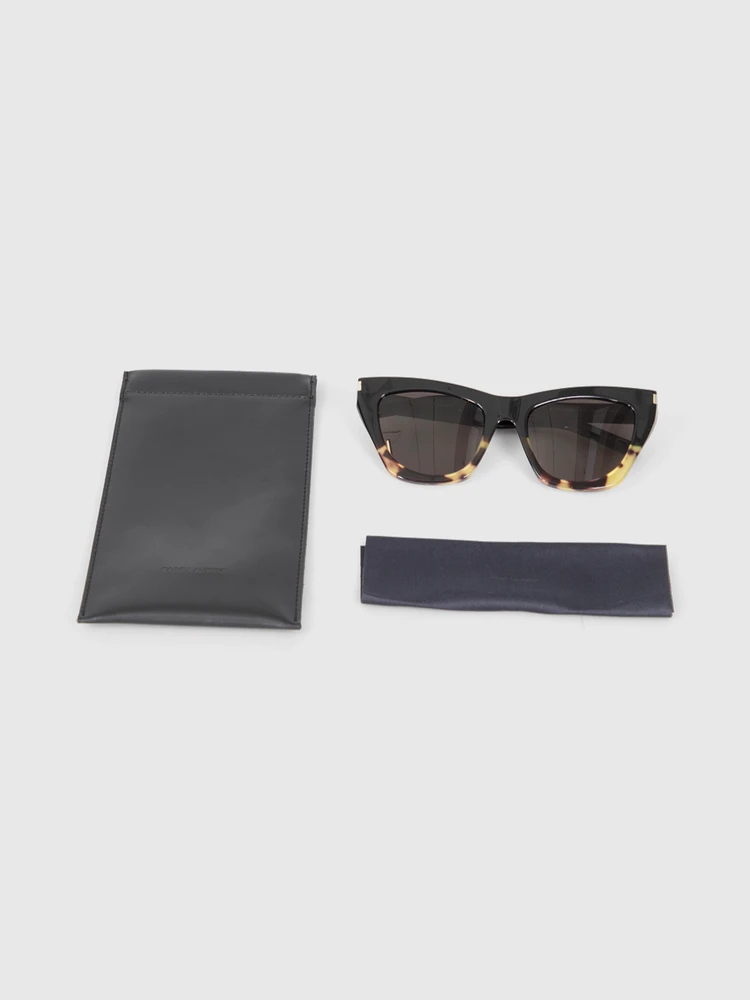 Saint Laurent Black & Havana Cat Eye Sunglasses