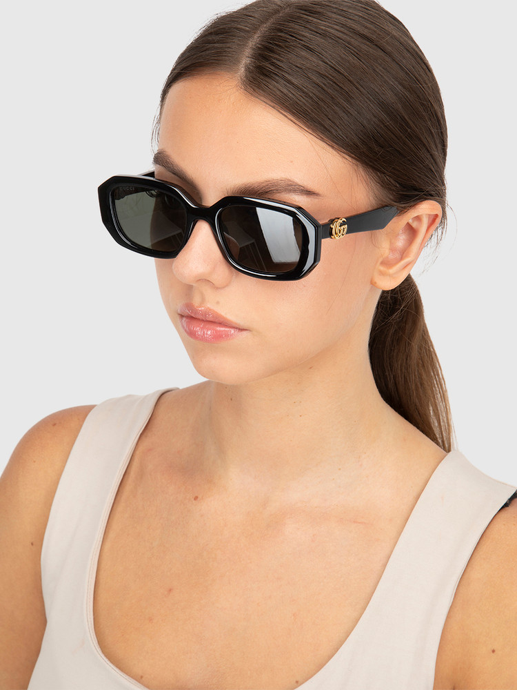 Gucci Black Rectangle GG Logo Sunglasses