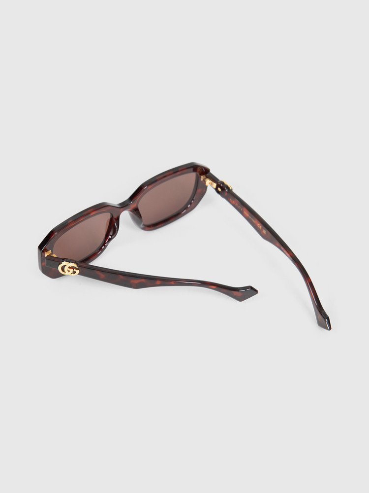 Gucci Havana Rectangle GG Logo Sunglasses