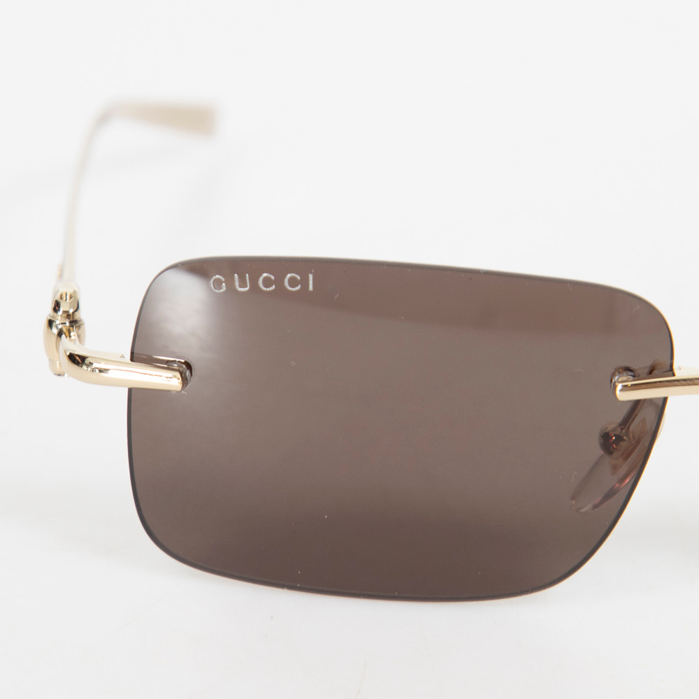 Gucci Brown Tinted Rimless Sunglasses
