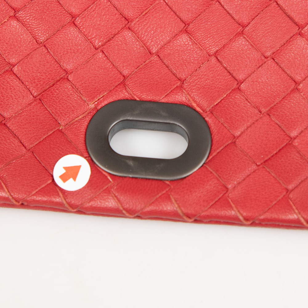 Bottega Veneta Red Leather Intrecciato Clutch