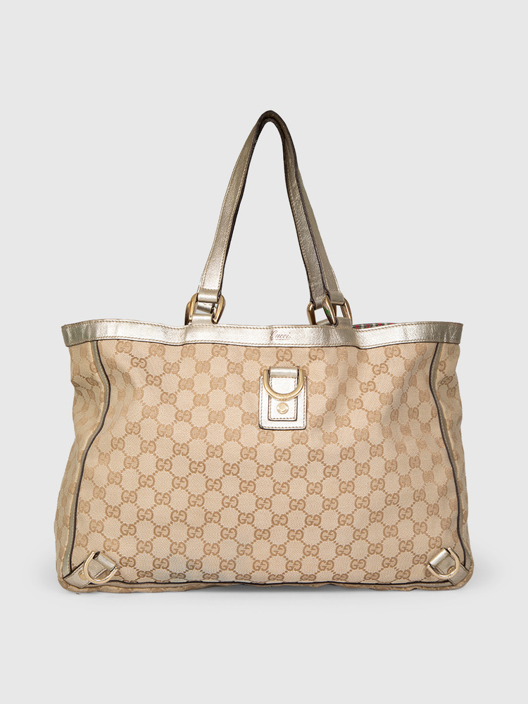 Gucci Beige GG Canvas Abbey Tote Bag