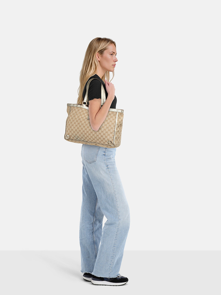 Gucci Beige GG Canvas Abbey Tote Bag